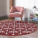 - RealHomes Dijital Baskılı Kaymaz Tabanlı Comfort Yuvarlak Halı - Realhomes  Kırmızı Ekose Desenli Geyik Motifli Dijital Baskılı Modern Bordo Koridor ve Antre Yıkanabilir Kaymaz Tabanlı Yuvarlak Halı Realhomes