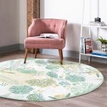 - RealHomes Dijital Baskılı Kaymaz Tabanlı Comfort Yuvarlak Halı - Realhomes  Beyaz Zeminde Deniz Yıldızı Desenli Dijital Baskılı Modern Yeşil Outdoor Yıkanabilir Kaymaz Tabanlı Yuvarlak Halı Realhomes