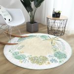 - RealHomes Dijital Baskılı Kaymaz Tabanlı Comfort Yuvarlak Halı - Realhomes  Beyaz Zeminde Deniz Yıldızı Desenli Dijital Baskılı Modern Yeşil Outdoor Yıkanabilir Kaymaz Tabanlı Yuvarlak Halı Realhomes