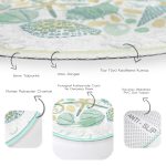 - RealHomes Dijital Baskılı Kaymaz Tabanlı Comfort Yuvarlak Halı - Realhomes  Beyaz Zeminde Deniz Yıldızı Desenli Dijital Baskılı Modern Yeşil Outdoor Yıkanabilir Kaymaz Tabanlı Yuvarlak Halı Realhomes