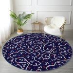 - RealHomes Dijital Baskılı Kaymaz Tabanlı Comfort Yuvarlak Halı - Realhomes  Renkli Zeminde Çapa Ve Halat Desenli Dijital Baskılı Modern Lacivert Outdoor Yıkanabilir Kaymaz Tabanlı Yuvarlak Halı Realhomes