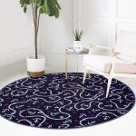 - RealHomes Dijital Baskılı Kaymaz Tabanlı Comfort Yuvarlak Halı - Realhomes  Renkli Zeminde Çapa Ve Halat Desenli Dijital Baskılı Modern Lacivert Outdoor Yıkanabilir Kaymaz Tabanlı Yuvarlak Halı Realhomes