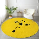 - RealHomes Dijital Baskılı Kaymaz Tabanlı Comfort Yuvarlak Halı - Realhomes  Renkli Zeminde Onedraw Çizimli Zürafa Silüeti Dijital Baskılı Modern Gold Salon ve Oturma Odası Kaymaz Tabanlı Yuvarlak Halı Realhomes