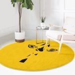 - RealHomes Dijital Baskılı Kaymaz Tabanlı Comfort Yuvarlak Halı - Realhomes  Renkli Zeminde Onedraw Çizimli Zürafa Silüeti Dijital Baskılı Modern Gold Salon ve Oturma Odası Kaymaz Tabanlı Yuvarlak Halı Realhomes