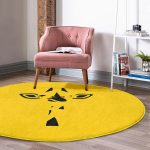 - RealHomes Dijital Baskılı Kaymaz Tabanlı Comfort Yuvarlak Halı - Realhomes  Renkli Zeminde Onedraw Çizimli Zürafa Silüeti Dijital Baskılı Modern Gold Salon ve Oturma Odası Kaymaz Tabanlı Yuvarlak Halı Realhomes