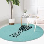 - RealHomes Dijital Baskılı Kaymaz Tabanlı Comfort Yuvarlak Halı - Realhomes  Renkli Zeminde Onedraw Çizimli Kupa Desenli Dijital Baskılı Modern Turkuaz Salon ve Oturma Odası Kaymaz Tabanlı Yuvarlak Halı Realhomes