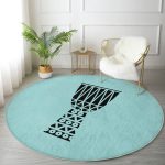 - RealHomes Dijital Baskılı Kaymaz Tabanlı Comfort Yuvarlak Halı - Realhomes  Renkli Zeminde Onedraw Çizimli Kupa Desenli Dijital Baskılı Modern Turkuaz Salon ve Oturma Odası Kaymaz Tabanlı Yuvarlak Halı Realhomes