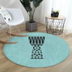 - RealHomes Dijital Baskılı Kaymaz Tabanlı Comfort Yuvarlak Halı - Realhomes  Renkli Zeminde Onedraw Çizimli Kupa Desenli Dijital Baskılı Modern Turkuaz Salon ve Oturma Odası Kaymaz Tabanlı Yuvarlak Halı Realhomes