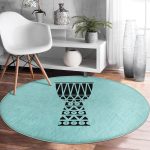 - RealHomes Dijital Baskılı Kaymaz Tabanlı Comfort Yuvarlak Halı - Realhomes  Renkli Zeminde Onedraw Çizimli Kupa Desenli Dijital Baskılı Modern Turkuaz Salon ve Oturma Odası Kaymaz Tabanlı Yuvarlak Halı Realhomes