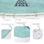 - RealHomes Dijital Baskılı Kaymaz Tabanlı Comfort Yuvarlak Halı - Realhomes  Renkli Zeminde Onedraw Çizimli Kupa Desenli Dijital Baskılı Modern Turkuaz Salon ve Oturma Odası Kaymaz Tabanlı Yuvarlak Halı Realhomes