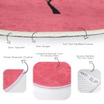 Renkli Zeminde Onedraw Çizimli Ağaç Desenli Dijital Baskılı Modern Bordo Salon ve Oturma Odası Kaymaz Tabanlı Yuvarlak Halı Realhomes