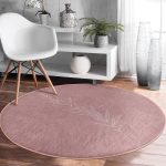 - RealHomes Dijital Baskılı Kaymaz Tabanlı Comfort Yuvarlak Halı - Realhomes  Renkli Zeminde Yaprak Desenli Dijital Baskılı Modern Turuncu Salon ve Oturma Odası Yıkanabilir Kaymaz Tabanlı Yuvarlak Halı Realhomes