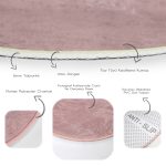 - RealHomes Dijital Baskılı Kaymaz Tabanlı Comfort Yuvarlak Halı - Realhomes  Renkli Zeminde Yaprak Desenli Dijital Baskılı Modern Turuncu Salon ve Oturma Odası Yıkanabilir Kaymaz Tabanlı Yuvarlak Halı Realhomes