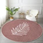 - RealHomes Dijital Baskılı Kaymaz Tabanlı Comfort Yuvarlak Halı - Realhomes  Renkli Zeminde Yaprak Desenli Dijital Baskılı Modern Kahverengi Salon ve Oturma Odası Yıkanabilir Kaymaz Tabanlı Yuvarlak Halı Realhomes