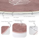 - RealHomes Dijital Baskılı Kaymaz Tabanlı Comfort Yuvarlak Halı - Realhomes  Renkli Zeminde Yaprak Desenli Dijital Baskılı Modern Kahverengi Salon ve Oturma Odası Yıkanabilir Kaymaz Tabanlı Yuvarlak Halı Realhomes