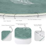 - RealHomes Dijital Baskılı Kaymaz Tabanlı Comfort Yuvarlak Halı - Realhomes  Renkli Zeminde Yaprak Desenli Dijital Baskılı Modern Turkuaz Salon ve Oturma Odası Yıkanabilir Kaymaz Tabanlı Yuvarlak Halı Realhomes