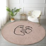 - RealHomes Dijital Baskılı Kaymaz Tabanlı Comfort Yuvarlak Halı - Realhomes  Renkli Zeminde Onedraw Çizimli Bayan Silüeti Dijital Baskılı Modern Kahverengi Salon ve Oturma Odası Kaymaz Tabanlı Yuvarlak Halı Realhomes