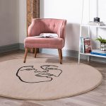 - RealHomes Dijital Baskılı Kaymaz Tabanlı Comfort Yuvarlak Halı - Realhomes  Renkli Zeminde Onedraw Çizimli Bayan Silüeti Dijital Baskılı Modern Kahverengi Salon ve Oturma Odası Kaymaz Tabanlı Yuvarlak Halı Realhomes