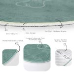 Renkli Zeminde Onedraw Çizimli Bayan Silüeti Dijital Baskılı Modern Turkuaz Salon ve Oturma Odası Kaymaz Tabanlı Yuvarlak Halı Realhomes