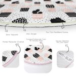 - RealHomes Dijital Baskılı Kaymaz Tabanlı Comfort Yuvarlak Halı - Realhomes  Beyaz Zeminde Siyah Puantiyeli Kaktüs Desenli Dijital Baskılı Modern Pembe Koridor ve Antre Yıkanabilir Kaymaz Tabanlı Yuvarlak Halı Realhomes