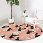 - RealHomes Dijital Baskılı Kaymaz Tabanlı Comfort Yuvarlak Halı - Realhomes  Renkli Zeminde Yaprak Desenli Dijital Baskılı Modern Turuncu Koridor ve Antre Yıkanabilir Kaymaz Tabanlı Yuvarlak Halı Realhomes