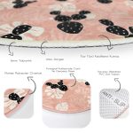 - RealHomes Dijital Baskılı Kaymaz Tabanlı Comfort Yuvarlak Halı - Realhomes  Renkli Zeminde Yaprak Desenli Dijital Baskılı Modern Turuncu Koridor ve Antre Yıkanabilir Kaymaz Tabanlı Yuvarlak Halı Realhomes