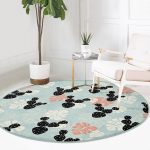 - RealHomes Dijital Baskılı Kaymaz Tabanlı Comfort Yuvarlak Halı - Realhomes  Renkli Zeminde Yaprak Desenli Dijital Baskılı Modern Koridor ve Antre Yıkanabilir Kaymaz Tabanlı Yuvarlak Halı Realhomes