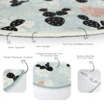 - RealHomes Dijital Baskılı Kaymaz Tabanlı Comfort Yuvarlak Halı - Realhomes  Renkli Zeminde Yaprak Desenli Dijital Baskılı Modern Koridor ve Antre Yıkanabilir Kaymaz Tabanlı Yuvarlak Halı Realhomes