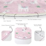 Renkli Zeminde Sevimli Zürafa Desenli Dijital Baskılı Modern Pembe Çocuk ve Genç Odası Yıkanabilir Kaymaz Tabanlı Yuvarlak Halı Realhomes