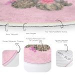 - RealHomes Dijital Baskılı Kaymaz Tabanlı Comfort Yuvarlak Halı - Realhomes  Renkli Zeminde Kaktüs Desenli Dijital Baskılı Modern Pembe Koridor ve Antre Yıkanabilir Kaymaz Tabanlı Yuvarlak Halı Realhomes