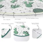 Beyaz Zeminde Renkli Kaktüs Desenli Dijital Baskılı Modern Yeşil Koridor ve Antre Yıkanabilir Kaymaz Tabanlı Yuvarlak Halı Realhomes