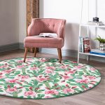 - RealHomes Dijital Baskılı Kaymaz Tabanlı Comfort Yuvarlak Halı - Realhomes  Beyaz Zeminde Renkli Kaktüs Desenli Dijital Baskılı Modern Yeşil Koridor ve Antre Yıkanabilir Kaymaz Tabanlı Yuvarlak Halı Realhomes