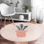 - RealHomes Dijital Baskılı Kaymaz Tabanlı Comfort Yuvarlak Halı - Realhomes  Renkli Zeminde Yaprak Desenli Dijital Baskılı Modern Pembe Banyo Yıkanabilir Kaymaz Tabanlı Yuvarlak Halı Realhomes