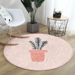 - RealHomes Dijital Baskılı Kaymaz Tabanlı Comfort Yuvarlak Halı - Realhomes  Renkli Zeminde Yaprak Desenli Dijital Baskılı Modern Pembe Banyo Yıkanabilir Kaymaz Tabanlı Yuvarlak Halı Realhomes