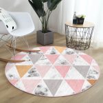 - RealHomes Dijital Baskılı Kaymaz Tabanlı Comfort Yuvarlak Halı - Realhomes  Renkli Geometrik Desenli Mermer Motifli Dijital Baskılı Modern Pembe Banyo Yıkanabilir Kaymaz Tabanlı Yuvarlak Halı Realhomes