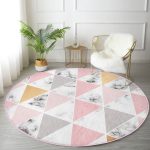 - RealHomes Dijital Baskılı Kaymaz Tabanlı Comfort Yuvarlak Halı - Realhomes  Renkli Geometrik Desenli Mermer Motifli Dijital Baskılı Modern Pembe Banyo Yıkanabilir Kaymaz Tabanlı Yuvarlak Halı Realhomes