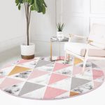 - RealHomes Dijital Baskılı Kaymaz Tabanlı Comfort Yuvarlak Halı - Realhomes  Renkli Geometrik Desenli Mermer Motifli Dijital Baskılı Modern Pembe Banyo Yıkanabilir Kaymaz Tabanlı Yuvarlak Halı Realhomes