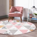 - RealHomes Dijital Baskılı Kaymaz Tabanlı Comfort Yuvarlak Halı - Realhomes  Renkli Geometrik Desenli Mermer Motifli Dijital Baskılı Modern Pembe Banyo Yıkanabilir Kaymaz Tabanlı Yuvarlak Halı Realhomes