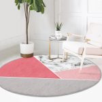 - RealHomes Dijital Baskılı Kaymaz Tabanlı Comfort Yuvarlak Halı - Realhomes  Renkli Geometrik Desenli Mermer Motifli Dijital Baskılı Modern Pembe Banyo Yıkanabilir Kaymaz Tabanlı Yuvarlak Halı Realhomes