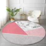 - RealHomes Dijital Baskılı Kaymaz Tabanlı Comfort Yuvarlak Halı - Realhomes  Renkli Geometrik Desenli Mermer Motifli Dijital Baskılı Modern Pembe Banyo Yıkanabilir Kaymaz Tabanlı Yuvarlak Halı Realhomes