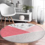 - RealHomes Dijital Baskılı Kaymaz Tabanlı Comfort Yuvarlak Halı - Realhomes  Renkli Geometrik Desenli Mermer Motifli Dijital Baskılı Modern Pembe Banyo Yıkanabilir Kaymaz Tabanlı Yuvarlak Halı Realhomes