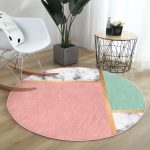 - RealHomes Dijital Baskılı Kaymaz Tabanlı Comfort Yuvarlak Halı - Realhomes  Renkli Geometrik Desenli Mermer Motifli Dijital Baskılı Modern Pembe Banyo Yıkanabilir Kaymaz Tabanlı Yuvarlak Halı Realhomes