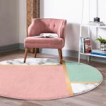 - RealHomes Dijital Baskılı Kaymaz Tabanlı Comfort Yuvarlak Halı - Realhomes  Renkli Geometrik Desenli Mermer Motifli Dijital Baskılı Modern Pembe Banyo Yıkanabilir Kaymaz Tabanlı Yuvarlak Halı Realhomes