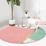 - RealHomes Dijital Baskılı Kaymaz Tabanlı Comfort Yuvarlak Halı - Realhomes  Renkli Geometrik Desenli Mermer Motifli Dijital Baskılı Modern Pembe Banyo Yıkanabilir Kaymaz Tabanlı Yuvarlak Halı Realhomes