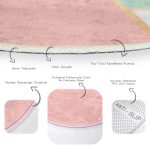 - RealHomes Dijital Baskılı Kaymaz Tabanlı Comfort Yuvarlak Halı - Realhomes  Renkli Geometrik Desenli Mermer Motifli Dijital Baskılı Modern Pembe Banyo Yıkanabilir Kaymaz Tabanlı Yuvarlak Halı Realhomes