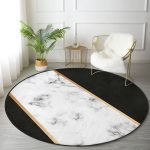 - RealHomes Dijital Baskılı Kaymaz Tabanlı Comfort Yuvarlak Halı - Realhomes Renkli Geometrik Desenli Mermer Motifli Dijital Baskılı Modern Siyah Banyo Yıkanabilir Kaymaz Tabanlı Yuvarlak Halı Realhomes