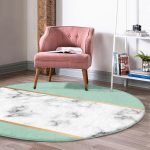 - RealHomes Dijital Baskılı Kaymaz Tabanlı Comfort Yuvarlak Halı - Realhomes  Renkli Geometrik Desenli Mermer Motifli Dijital Baskılı Modern Turkuaz Banyo Yıkanabilir Kaymaz Tabanlı Yuvarlak Halı Realhomes