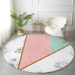 - RealHomes Dijital Baskılı Kaymaz Tabanlı Comfort Yuvarlak Halı - Realhomes  Renkli Geometrik Desenli Mermer Motifli Dijital Baskılı Modern Pembe Banyo Yıkanabilir Kaymaz Tabanlı Yuvarlak Halı Realhomes