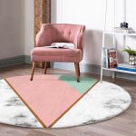 - RealHomes Dijital Baskılı Kaymaz Tabanlı Comfort Yuvarlak Halı - Realhomes  Renkli Geometrik Desenli Mermer Motifli Dijital Baskılı Modern Pembe Banyo Yıkanabilir Kaymaz Tabanlı Yuvarlak Halı Realhomes