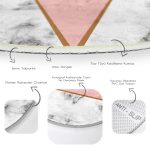 - RealHomes Dijital Baskılı Kaymaz Tabanlı Comfort Yuvarlak Halı - Realhomes  Renkli Geometrik Desenli Mermer Motifli Dijital Baskılı Modern Pembe Banyo Yıkanabilir Kaymaz Tabanlı Yuvarlak Halı Realhomes